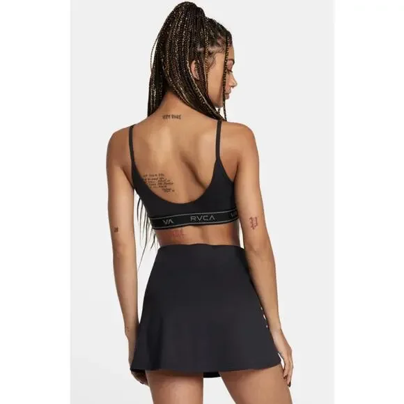 RVCA VA Essentials Tennis Skirt Black Medium Athleisure Pickle Ball Athleisure